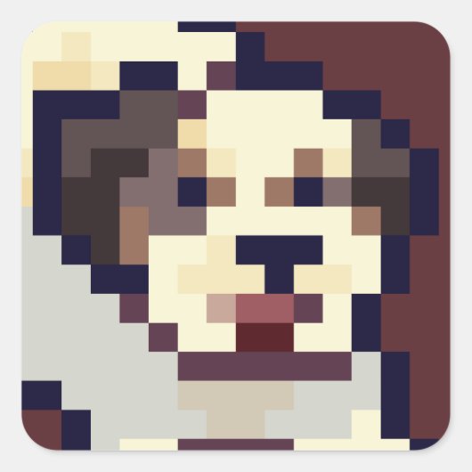 Dog, puppy, Pixelart, Pixel Art スクエアシール (正面)
