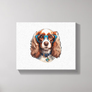 Dog Puppy Pooch Cute Funny Glasses Study Student キャンバスプリント