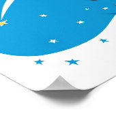 Dog Puppy Shooting Star Night Blue Sky Poster ポスター (角)