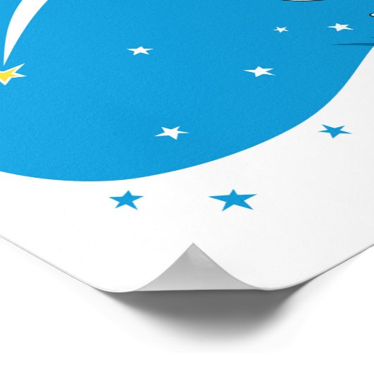 Dog Puppy Shooting Star Night Blue Sky Poster ポスター (角)