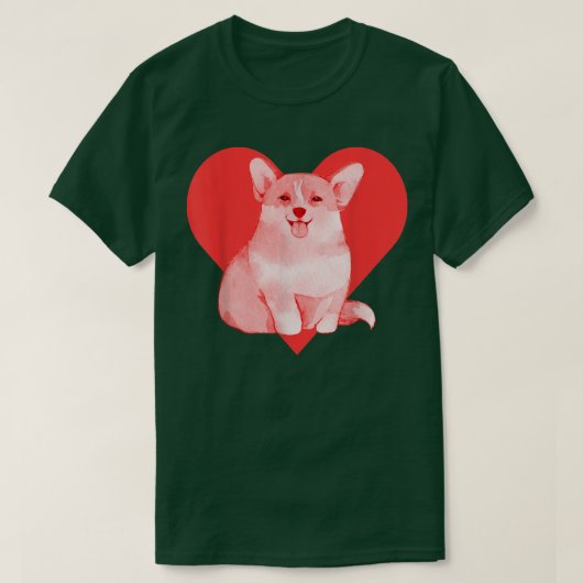 Dog Red Heart Corgi -891 Tシャツ (デザイン正面)