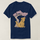 Dog Sakura Cherry Blossom Flower Kawaii Japanese A Tシャツ (デザイン正面)