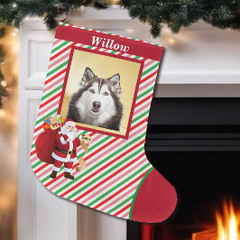 Dog Santa Clausグッドリストの写真名 ラージクリスマスストッキング