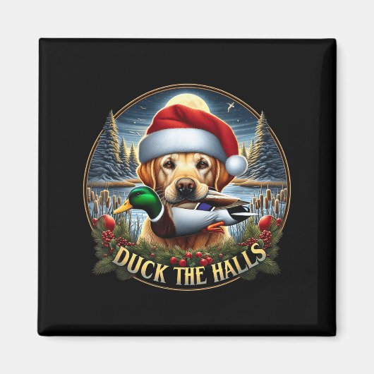 Dog Santa Duck Hunting Christmas Funny Adventure A マグネット (正面)