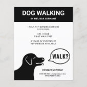 Dog Saying Walk? - 黒と白のドッグウォーカー チラシ (正面)