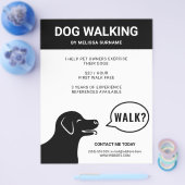 Dog Saying Walk? - 黒と白のドッグウォーカー チラシ (シングル)
