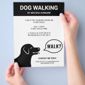 Dog Saying Walk? - 黒と白のドッグウォーカー チラシ (手)