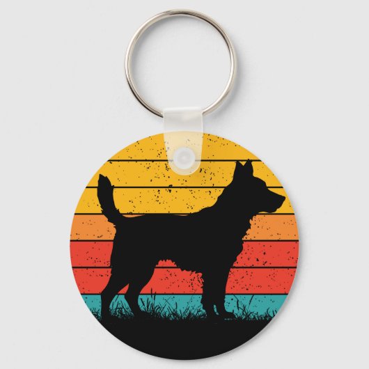 Dog Silhouette at Sunset キーホルダー (正面)