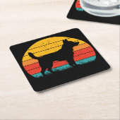 Dog Silhouette at Sunset スクエアペーパーコースター (アングル)