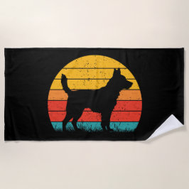 Dog Silhouette at Sunset ビーチタオル