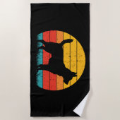 Dog Silhouette at Sunset ビーチタオル (正面)