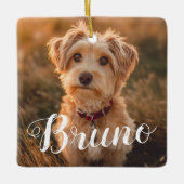 Dog Simple Name Christmas Script Ornament セラミックオーナメント (正面)