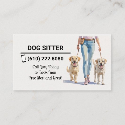 Dog Sitter Dog Walker Business Card Dog Sitting 名刺 (裏面)