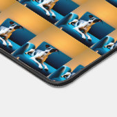 Dog sitting on a chair デスクマット (コーナー)