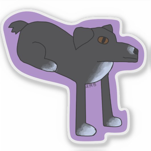 Dog Sitting Weird Sticker シール (正面)