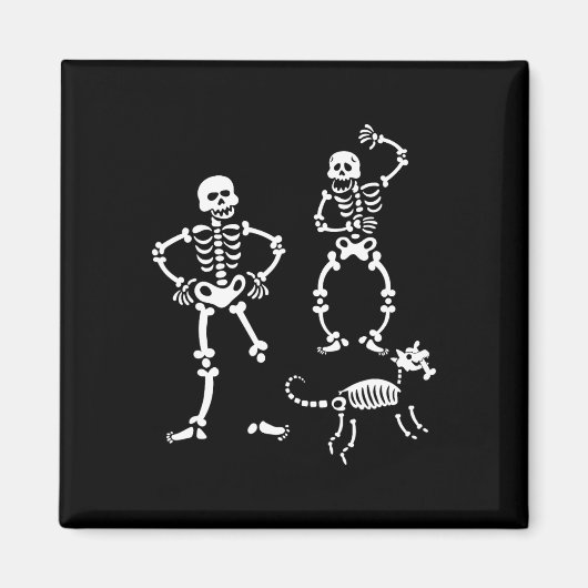 Dog Skull Skeleton Running Halloween Costume Party マグネット (正面)