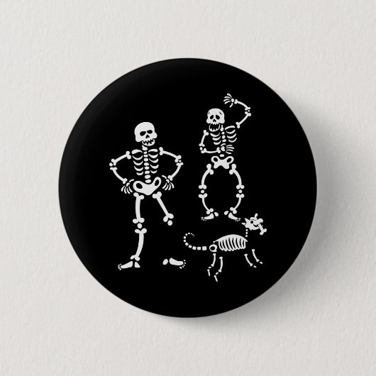 Dog Skull Skeleton Running Halloween Costume Party 缶バッジ (正面)