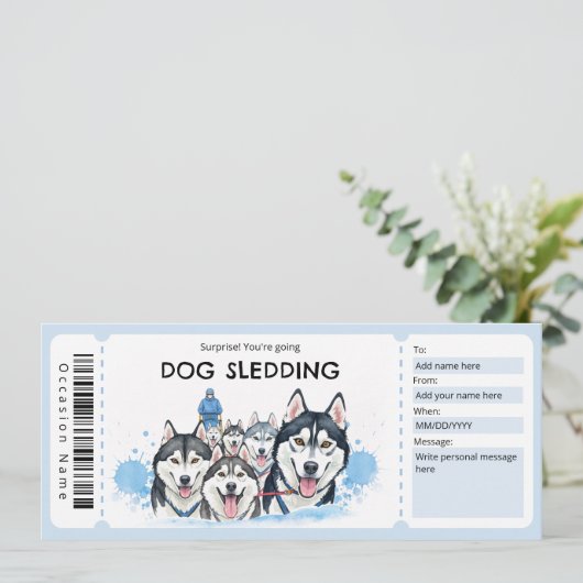 Dog Sledding Gift Certificate 招待状 (スタンド正面)
