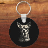 Dog Smoking Cigarette Funny Chihuahua Meme  キーホルダー (正面)