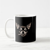 Dog Smoking Cigarette Funny Chihuahua Meme Men Wom コーヒーマグカップ (左)