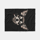 Dog Smoking Cigarette Funny Chihuahua Meme Men Wom フリースブランケット (正面(横))