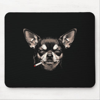 Dog Smoking Cigarette Funny Chihuahua Meme Men Wom マウスパッド