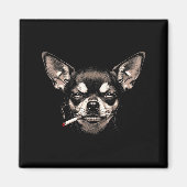 Dog Smoking Cigarette Funny Chihuahua Meme Men Wom マグネット (正面)