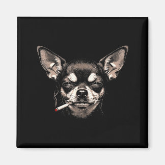Dog Smoking Cigarette Funny Chihuahua Meme Men Wom マグネット