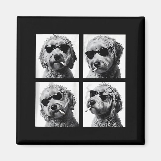 Dog Smoking Cigarette Funny Goldendoodle Photoboot マグネット (正面)