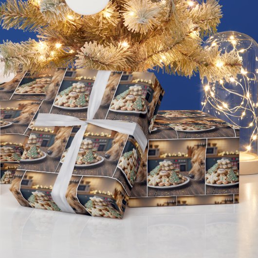 Dog Sniffing Christmas Sugar Cookies ラッピングペーパー (クリスマス)