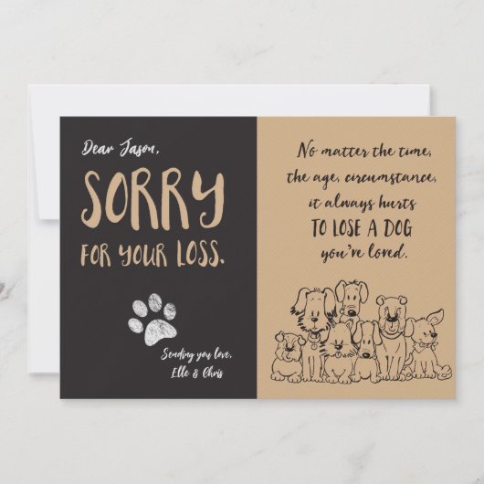 Dog Sorry for Your Loss Card 招待状 (正面)