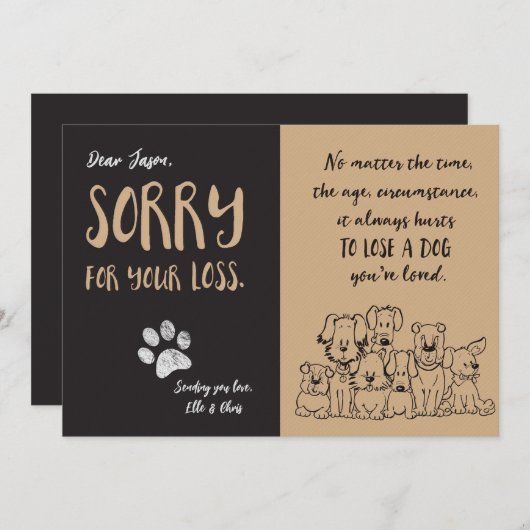 Dog Sorry for Your Loss Card 招待状 (正面/裏面)