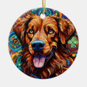 Dog Stained Glass Ceramic Tree Decoration セラミックオーナメント (正面)