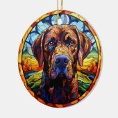 Dog Stained Glass Ceramic Tree Decoration セラミックオーナメント (左)