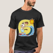 Dog Surfing Surfboard Summer Tシャツ (正面)