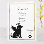 Dog Sympathy Card for Loss Personalized Memorial カード (黄色い花)