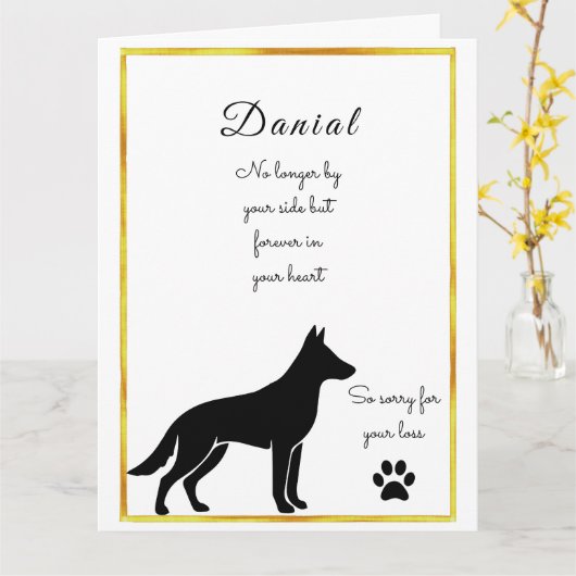 Dog Sympathy Card for Loss Personalized Memorial カード (黄色い花)