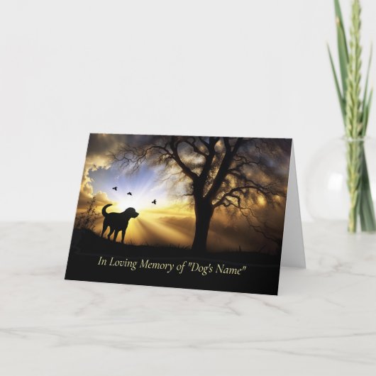 Dog Sympathy Custom Name with Dog in Sunset カード (正面)