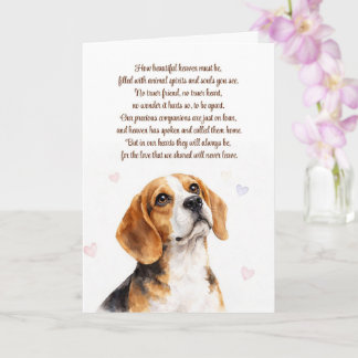 Dog Sympathy Loss with Beautiful Beagle Poem カード
