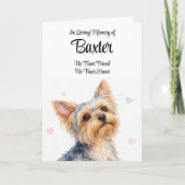 Dog Sympathy Personalized Name Yorkie Breed カード (正面)