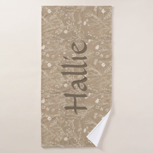 Dog Towel - Brown Botanical, Personalized バスタオル (バスタオル)