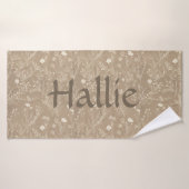 Dog Towel - Brown Botanical, Personalized バスタオル (バスタオル)