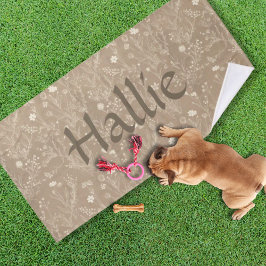 Dog Towel - Brown Botanical, Personalized バスタオル