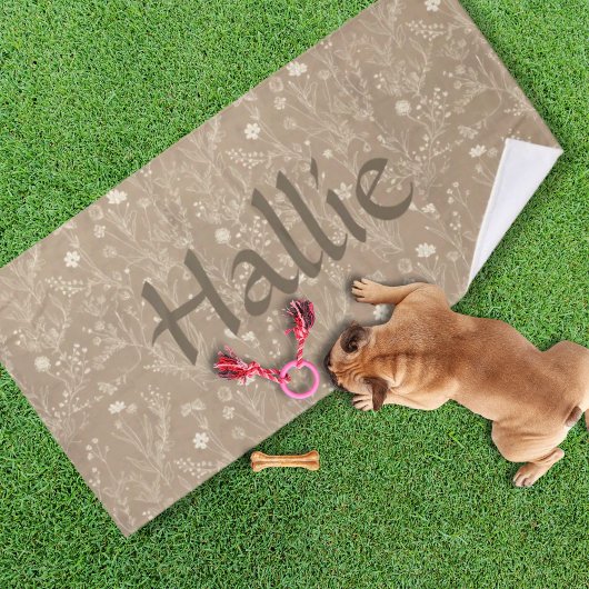 Dog Towel - Brown Botanical, Personalized バスタオル