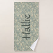 Dog Towel - Sage Green Botanical、名入れ可  バスタオル (バスタオル)