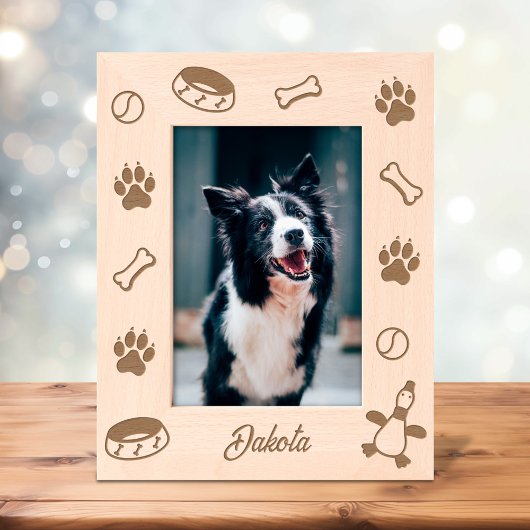 Dog Toys Dish Paw Prints 5x7 レーザー彫刻フレーム