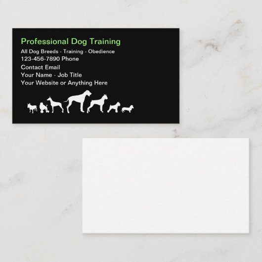 Dog Trainer And Obedience Theme Business Cards 名刺 (正面/裏面)