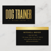 Dog Trainer Black And Gold Business Card 名刺 (正面/裏面)