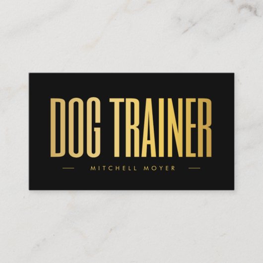 Dog Trainer Black And Gold Business Card 名刺 (正面)