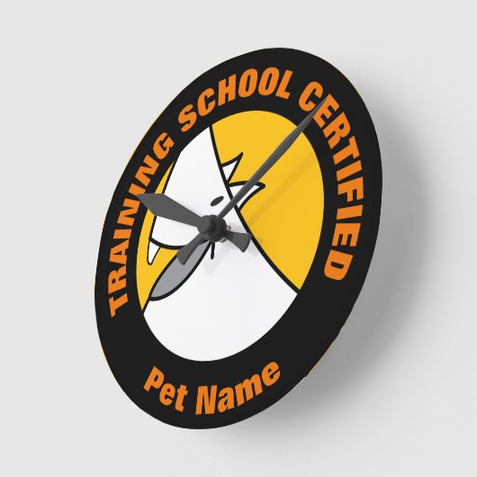 Dog Training School ラウンド壁時計 (傾斜)